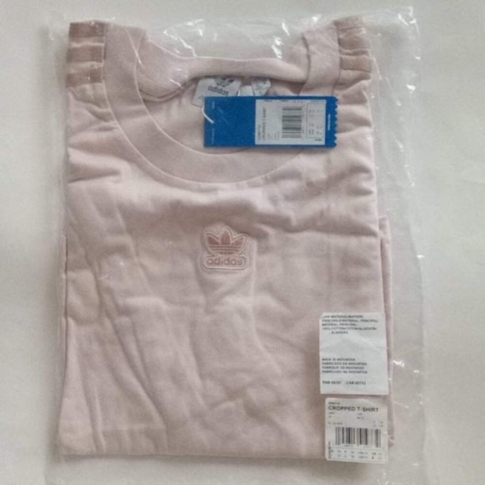 Adidas 100% Cotton Short Sleeve Crop Top Linen Color Women's Size US 3X